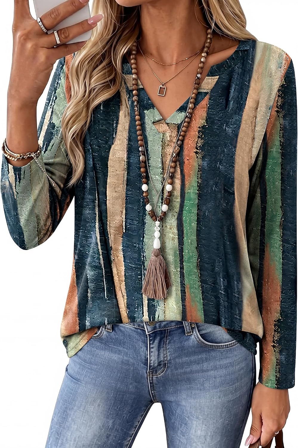 image:imageZeagoo Womens Tops Long Sleeve V Neck Tee Shirts Cute Dressy CasualMulticolor Cx289
