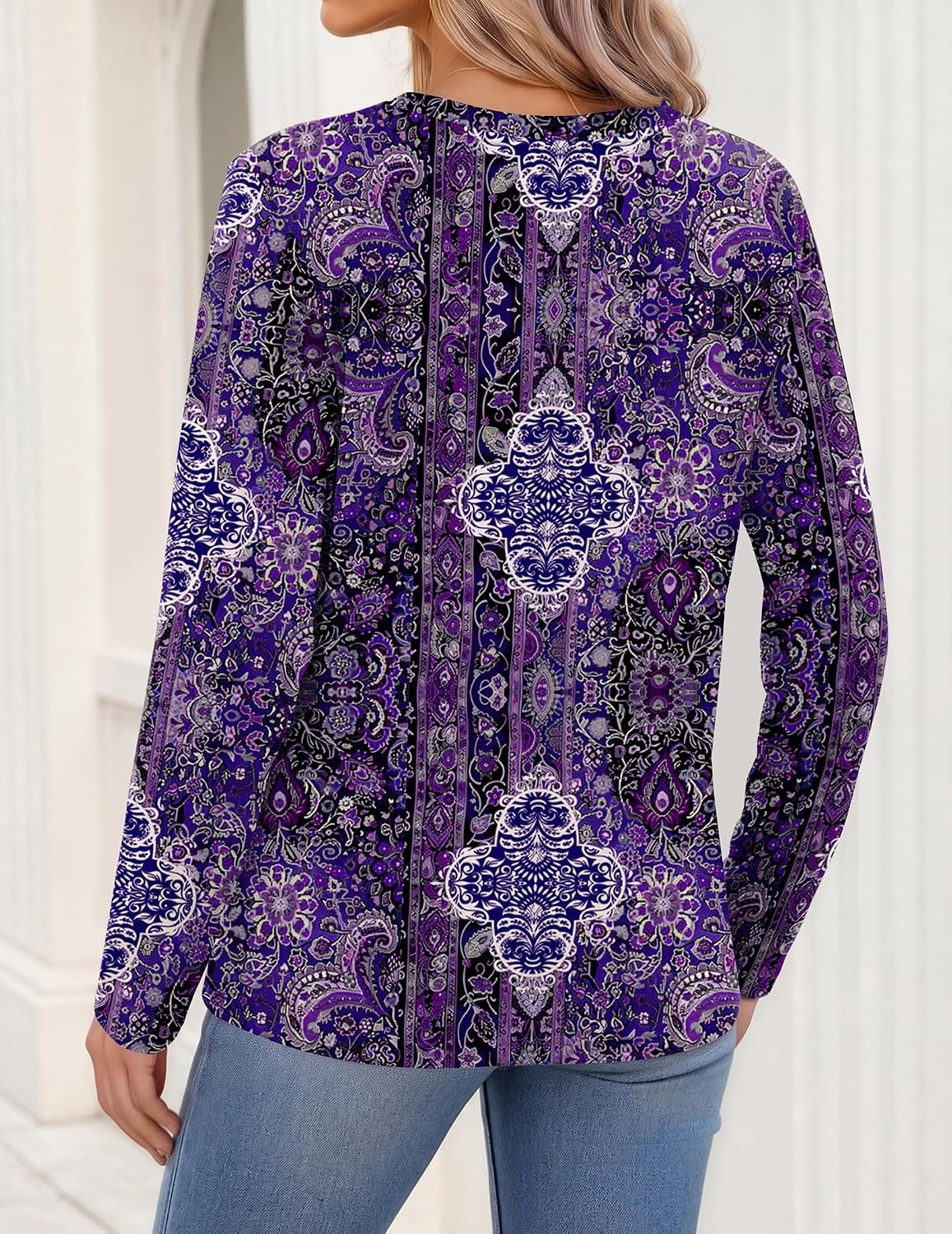 image:imageZeagoo Womens Tops Long Sleeve V Neck Tee Shirts Cute Dressy CasualPurple Boho Mz907