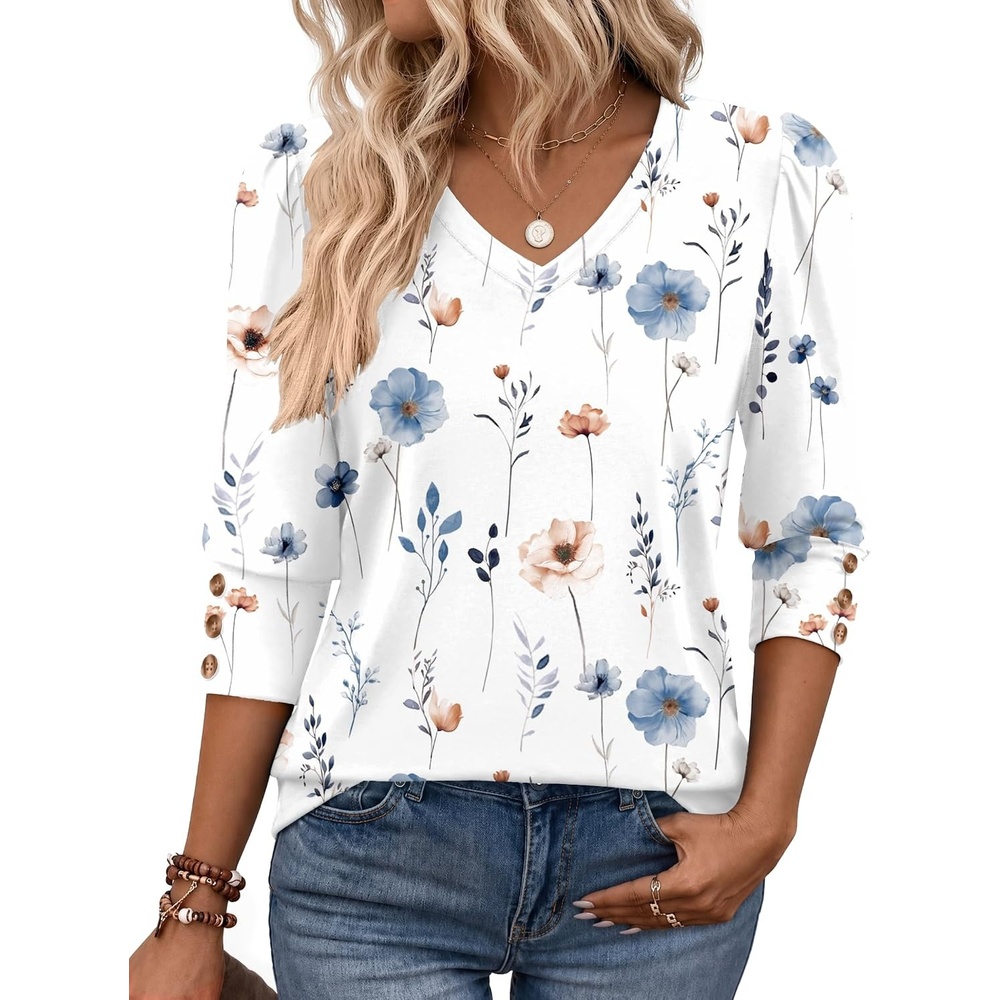 image:imageZeagoo Womens 34 Sleeve V Neck T Shirts Dressy Casual Tops01bf290