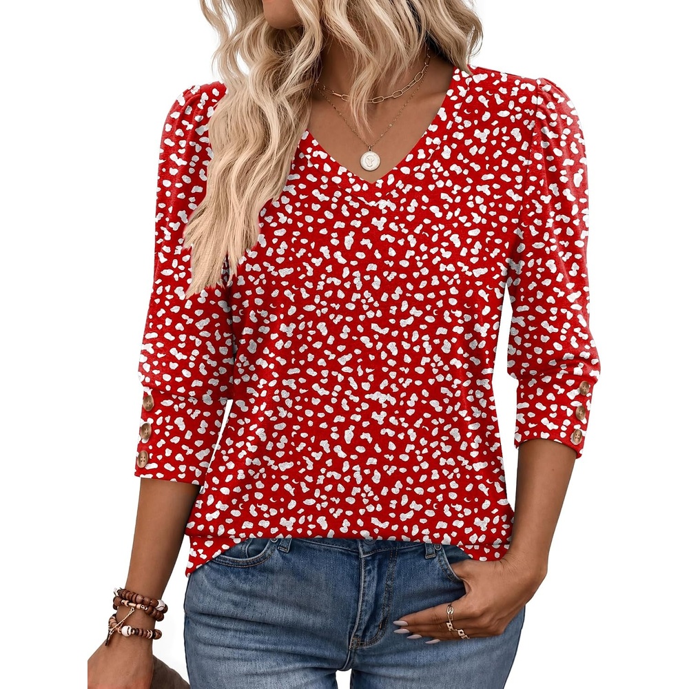 image:imageZeagoo Womens 34 Sleeve V Neck T Shirts Dressy Casual Tops01jh590