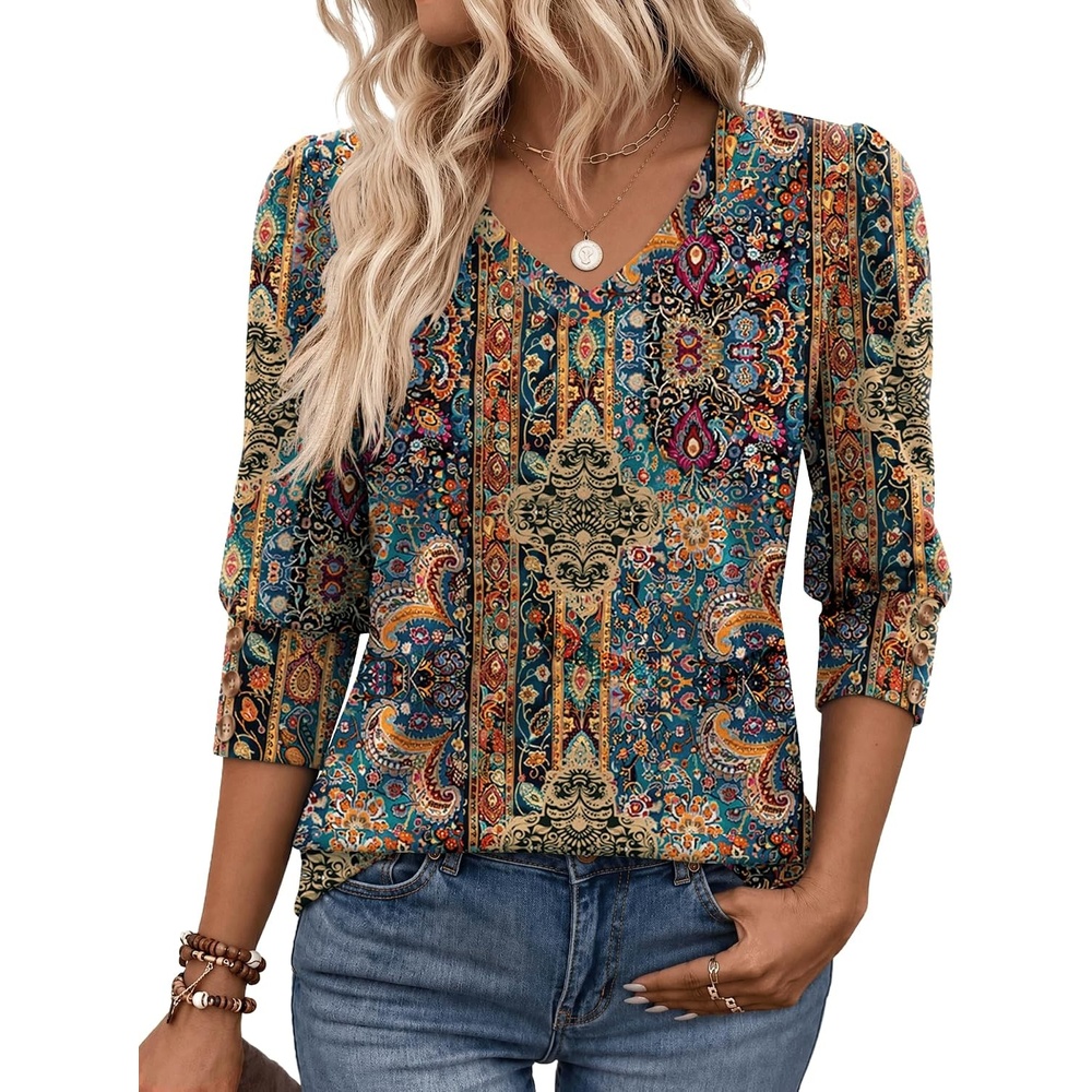 image:imageZeagoo Womens 34 Sleeve V Neck T Shirts Dressy Casual Tops01mz721