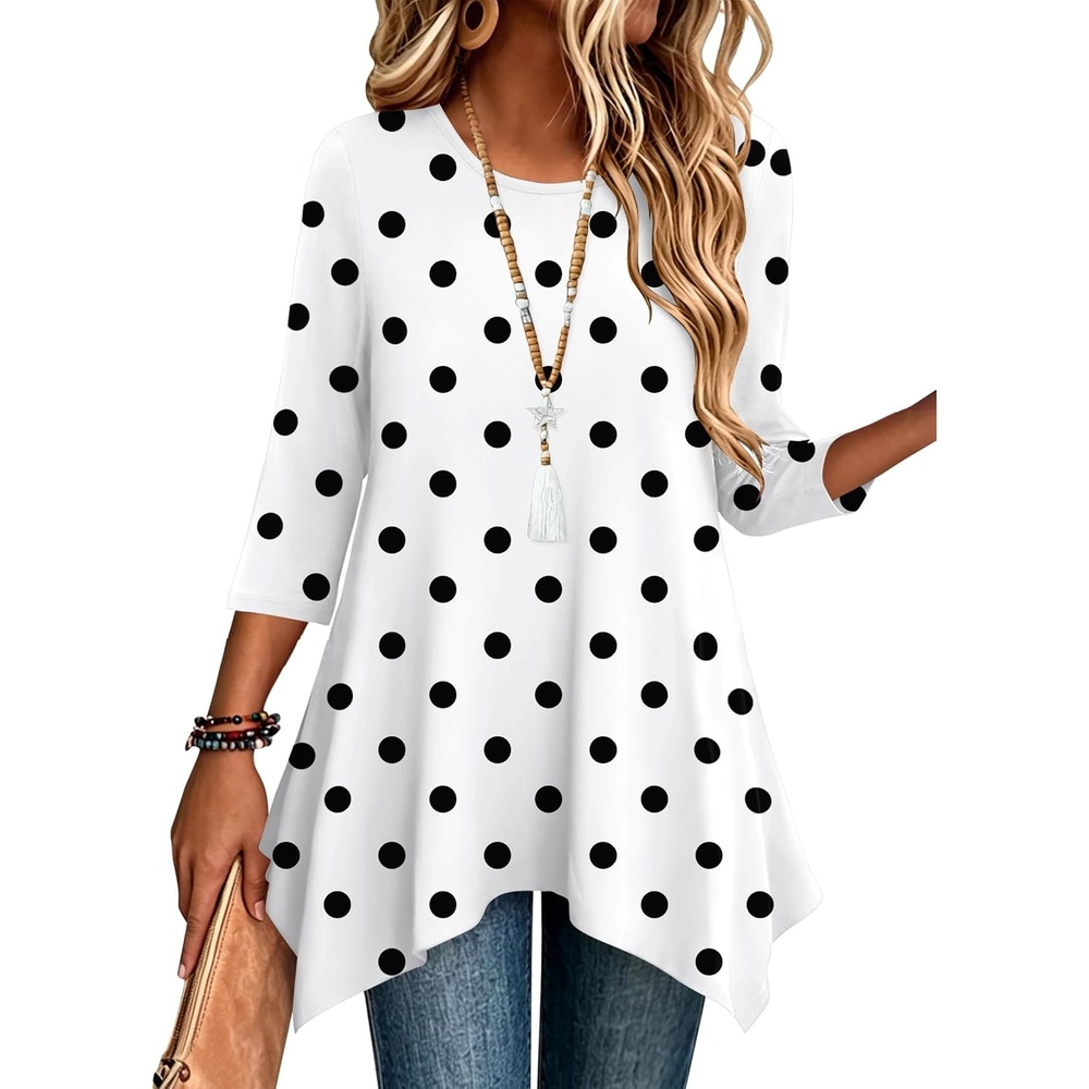 image:imageZeagoo Womens Tops 34 Sleeve loose fit dressy Tunics Plus Size Boho ShirtsJh592