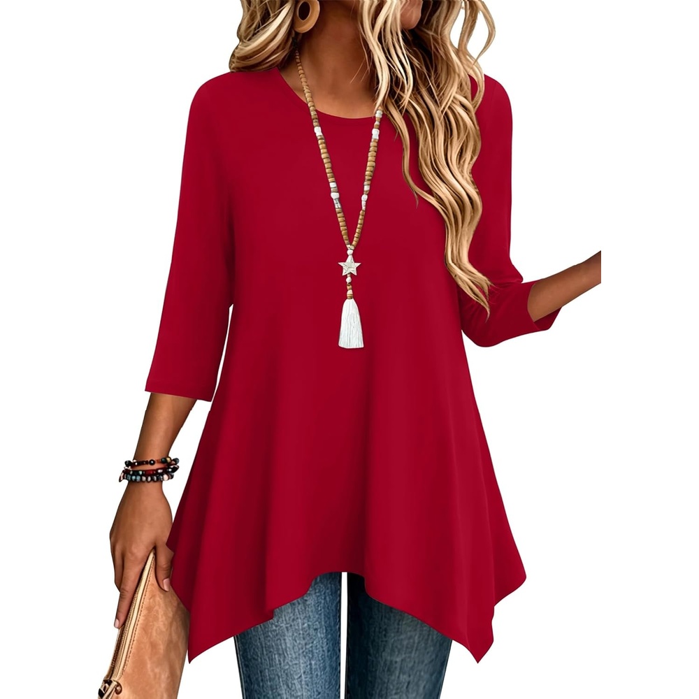 image:imageZeagoo Womens Tops 34 Sleeve loose fit dressy Tunics Plus Size Boho ShirtsTr