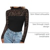 Zeagoo Long Sleeve Shirts for Women’s Lace Tops Mesh Sheer Sexy Fall Blouse(Black Leopard-pat3)