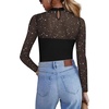 Zeagoo Long Sleeve Shirts for Women’s Lace Tops Mesh Sheer Sexy Fall Blouse(Black Star-sa4)
