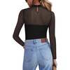 Zeagoo Long Sleeve Shirts for Women’s Lace Tops Mesh Sheer Sexy Fall Blouse(Black-pat1)