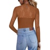Zeagoo Long Sleeve Shirts for Women’s Lace Tops Mesh Sheer Sexy Fall Blouse(Brown)