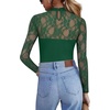 Zeagoo Long Sleeve Shirts for Women’s Lace Tops Mesh Sheer Sexy Fall Blouse(Green)