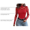 Zeagoo Long Sleeve Shirts for Women’s Lace Tops Mesh Sheer Sexy Fall Blouse(Red)