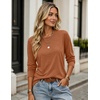 Zeagoo Women Crewneck Casual Long Sleeve Tops Fall Tshirts Layer(Caramel)