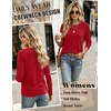 Zeagoo Women Crewneck Casual Long Sleeve Tops Fall Tshirts Layer(Red)