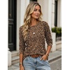 Zeagoo Women Crewneck Casual Long Sleeve Tops Fall Tshirts Layer(Z Leopard 136)