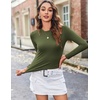 Zeagoo Women Long Sleeve Shirts Crewneck Slim Fit Tops Going Out Basic Tee(Long Sleeve-army Green)