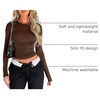 Zeagoo Women Long Sleeve Shirts Crewneck Slim Fit Tops Going Out Basic Tee(Long Sleeve-brown)