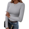Zeagoo Women Long Sleeve Shirts Crewneck Slim Fit Tops Going Out Basic Tee(Long Sleeve-light Grey)