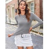 Zeagoo Women Long Sleeve Shirts Crewneck Slim Fit Tops Going Out Basic Tee(Long Sleeve-light Grey)