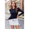 Zeagoo Women Long Sleeve Shirts Crewneck Slim Fit Tops Going Out Basic Tee(Long Sleeve-navy Blue)