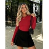 Zeagoo Women Long Sleeve Shirts Crewneck Slim Fit Tops Going Out Basic Tee(Long Sleeve-red)