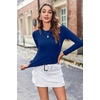 Zeagoo Women Long Sleeve Shirts Crewneck Slim Fit Tops Going Out Basic Tee(Long Sleeve-royal Blue)