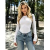 Zeagoo Women Long Sleeve Shirts Crewneck Slim Fit Tops Going Out Basic Tee(Long Sleeve-white)
