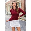 Zeagoo Women Long Sleeve Shirts Crewneck Slim Fit Tops Going Out Basic Tee(Long Sleeve-wine Red)