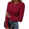 Zeagoo Women Long Sleeve Shirts Crewneck Slim Fit Tops Going Out Basic Tee(Long Sleeve-wine Red)
