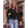 Zeagoo Women Long Sleeve Shirts Ribbed Tops Crewneck Basic Tee(Black)