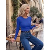 Zeagoo Women Long Sleeve Shirts Ribbed Tops Crewneck Basic Tee(Blue)