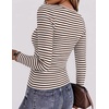 Zeagoo Women Long Sleeve Shirts Ribbed Tops Crewneck Basic Tee(Brown Stripe)