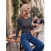 Zeagoo Women Long Sleeve Shirts Ribbed Tops Crewneck Basic Tee(Charcoal)