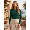 Zeagoo Women Long Sleeve Shirts Ribbed Tops Crewneck Basic Tee(Dark Green)