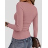 Zeagoo Women Long Sleeve Shirts Ribbed Tops Crewneck Basic Tee(Dusty Pink)