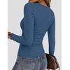 Zeagoo Women Long Sleeve Shirts Ribbed Tops Crewneck Basic Tee(Grey Blue)