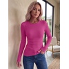 Zeagoo Women Long Sleeve Shirts Ribbed Tops Crewneck Basic Tee(Hot Pink)