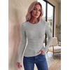 Zeagoo Women Long Sleeve Shirts Ribbed Tops Crewneck Basic Tee(Light Grey)