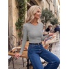 Zeagoo Women Long Sleeve Shirts Ribbed Tops Crewneck Basic Tee(Light Grey)