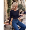 Zeagoo Women Long Sleeve Shirts Ribbed Tops Crewneck Basic Tee(Navy Blue)