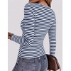Zeagoo Women Long Sleeve Shirts Ribbed Tops Crewneck Basic Tee(Navy Blue Stripe)