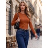 Zeagoo Women Long Sleeve Shirts Ribbed Tops Crewneck Basic Tee(Orange)