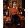 Zeagoo Women Long Sleeve Shirts Ribbed Tops Crewneck Basic Tee(Orange)