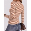 Zeagoo Women Long Sleeve Shirts Ribbed Tops Crewneck Basic Tee(Orange Stripe)