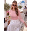 Zeagoo Women Long Sleeve Shirts Ribbed Tops Crewneck Basic Tee(Pink)
