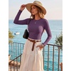 Zeagoo Women Long Sleeve Shirts Ribbed Tops Crewneck Basic Tee(Purple)