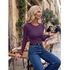 Zeagoo Women Long Sleeve Shirts Ribbed Tops Crewneck Basic Tee(Purple)