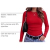 Zeagoo Women Long Sleeve Shirts Ribbed Tops Crewneck Basic Tee(Red)