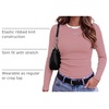 Zeagoo Women Long Sleeve Shirts Ribbed Tops Crewneck Basic Tee(Red White Stripe)