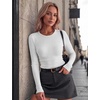 Zeagoo Women Long Sleeve Shirts Ribbed Tops Crewneck Basic Tee(White)
