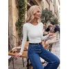 Zeagoo Women Long Sleeve Shirts Ribbed Tops Crewneck Basic Tee(White)