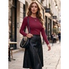 Zeagoo Women Long Sleeve Shirts Ribbed Tops Crewneck Basic Tee(Wine Red)