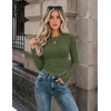Zeagoo Women Long Sleeve Shirts Slim Fit Going Out Tops Crewneck Basic Tee(Army Green)
